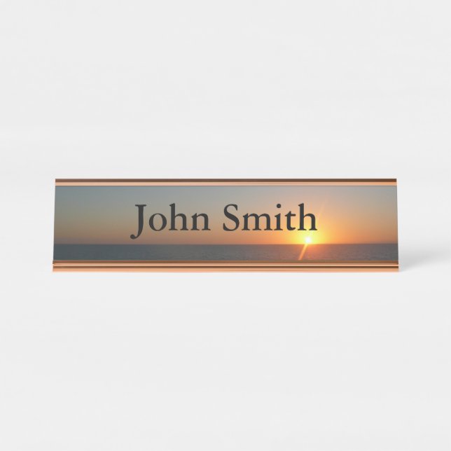 Sunrise at Sea III Ocean Horizon Seascape Desk Name Plate (Front)