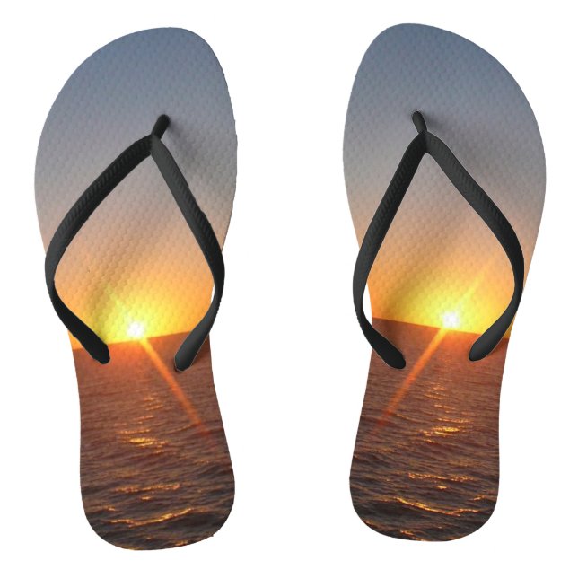 Sunrise at Sea III Ocean Horizon Seascape Flip Flops (Footbed)