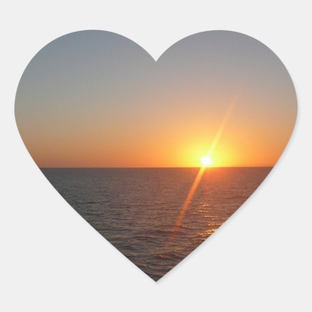 Sunrise at Sea III Ocean Horizon Seascape Heart Sticker (Front)