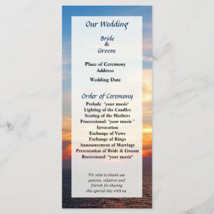 Sunrise at Sea Wedding Program Programme