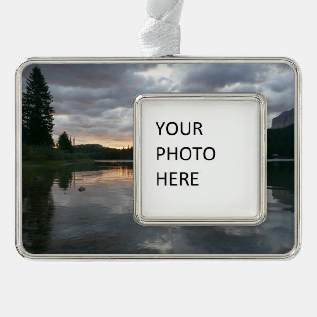 Sunrise at Swiftcurrent Lake II Silver Plated Framed Ornament (Front)