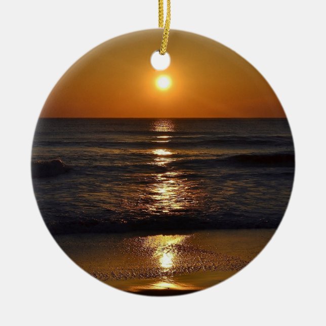 Sunrise at the Beach by Shirley Taylor Ceramic Tree Decoration (Front)