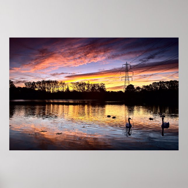 Sunrise at the Lake, Leighton Buzzard (6353) Poster (Front)