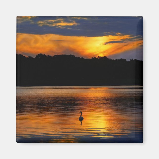 Sunrise at the lake, scenic photograph, magnet (Front)