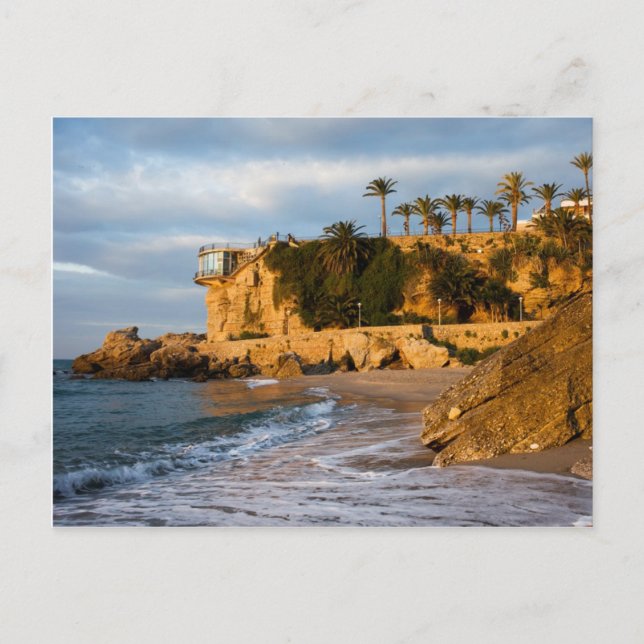 Sunrise at the Mediterranean Sea in Nerja Postcard (Front)
