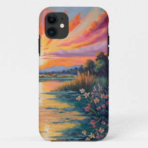 Sunrise at the pond watercolor iPhone 11 case