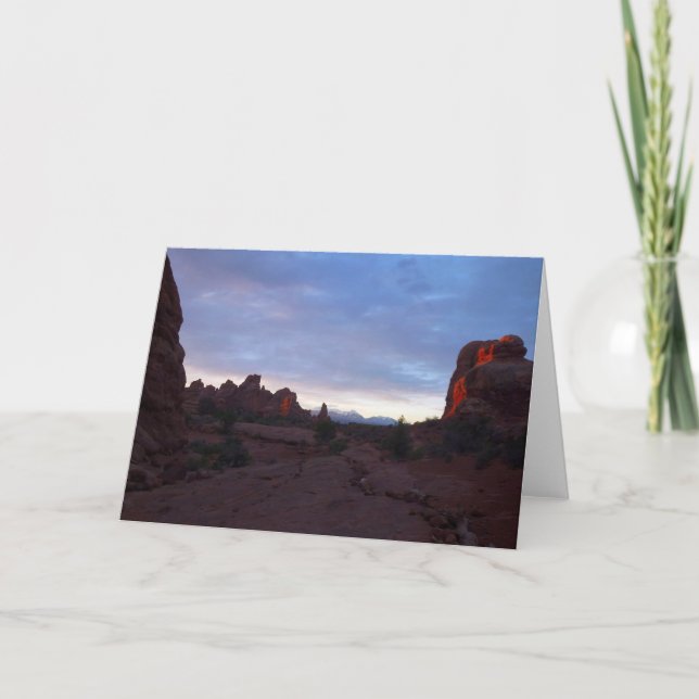 Sunrise at the Windows Trail in Arches Card (Front)