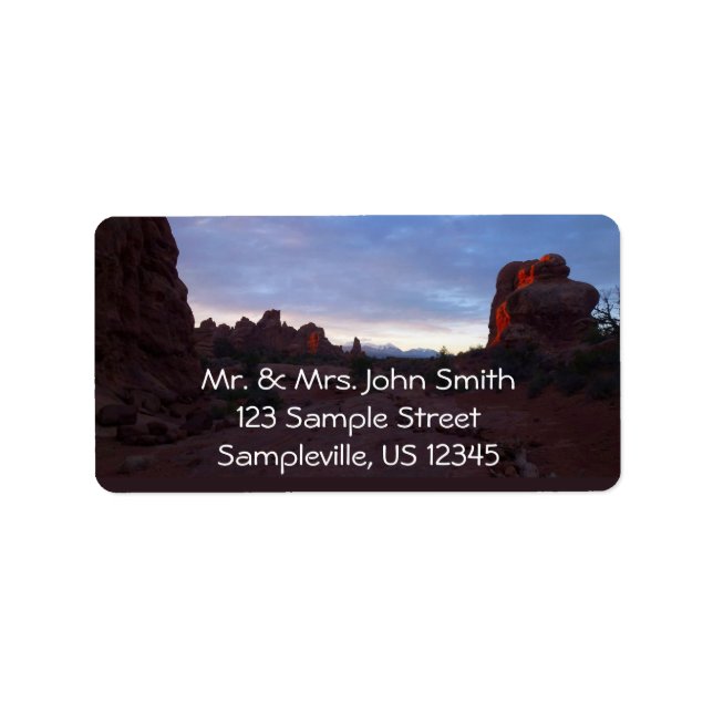 Sunrise at the Windows Trail in Arches Label (Front)