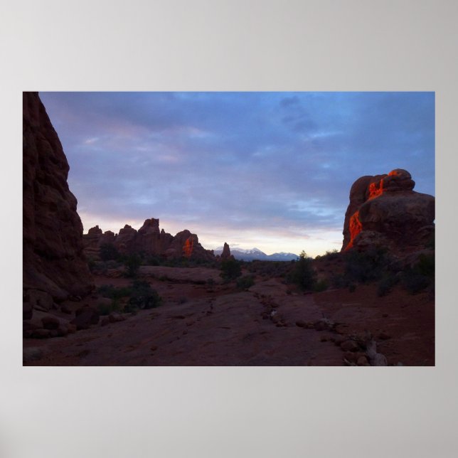 Sunrise at the Windows Trail in Arches Poster (Front)