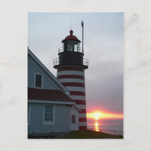Sunrise at West Quoddy Head Lighthouse Postcard