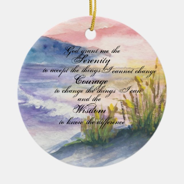 Sunrise Beach Serenity Ceramic Tree Decoration (Front)