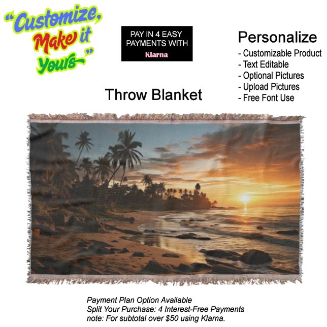 Sunrise Beach Throw Blanket 1 (Sunset Beach Throw Blanket 1.)