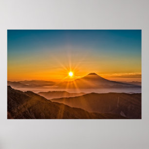 Sunrise between the hills poster