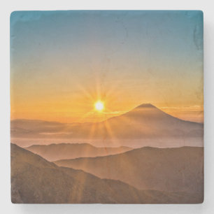 Sunrise between the hills stone coaster
