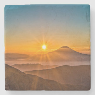 Sunrise between the hills stone coaster