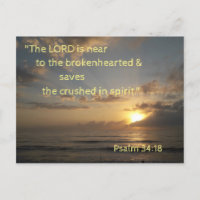Sunrise Bible Verse Memory Card Psalm 34:18