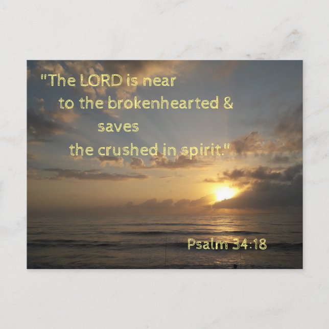 Sunrise Bible Verse Memory Card Psalm 34:18 (Front)