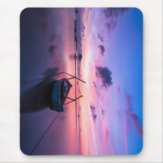 sunrise, boat, rowing boat mouse mat