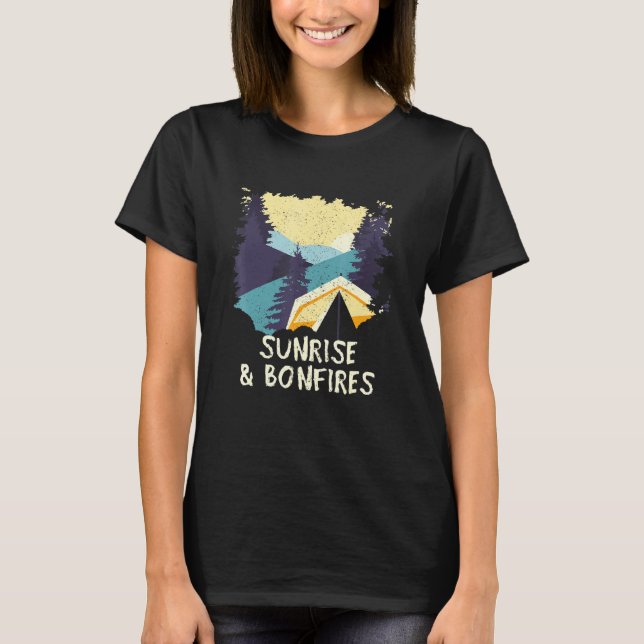 Sunrise Bonfires Camping Summer Camper Tropical Hi T-Shirt (Front)