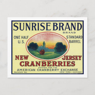 Sunrise Brand Cranberry Label Postcard
