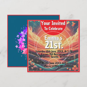 Sunrise Burst Birthday Celebration 21st Invitation
