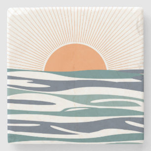 Sunrise by the sea stone coaster