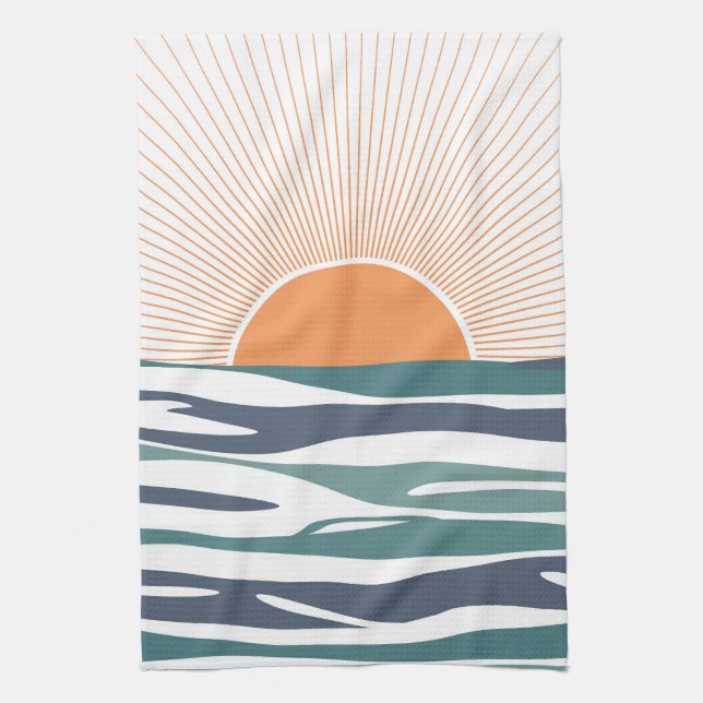 Sunrise by the sea tea towel (Vertical)