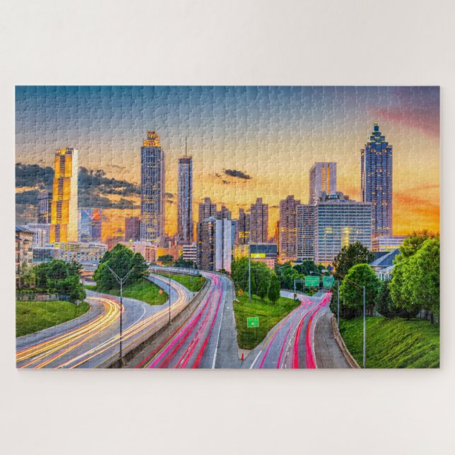Sunrise Cityscape Building Atlanta Georgia Travel Jigsaw Puzzle (Horizontal)