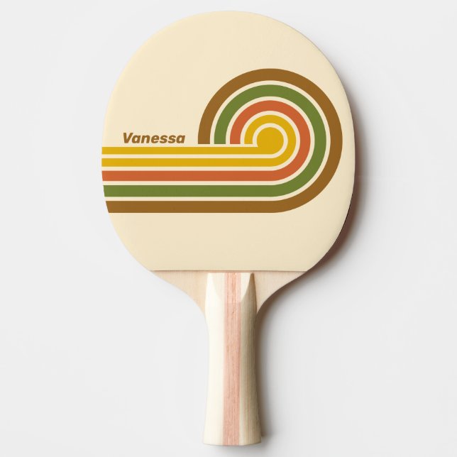 Sunrise Clover Curl Stripes with Name Ping Pong Paddle (Front)