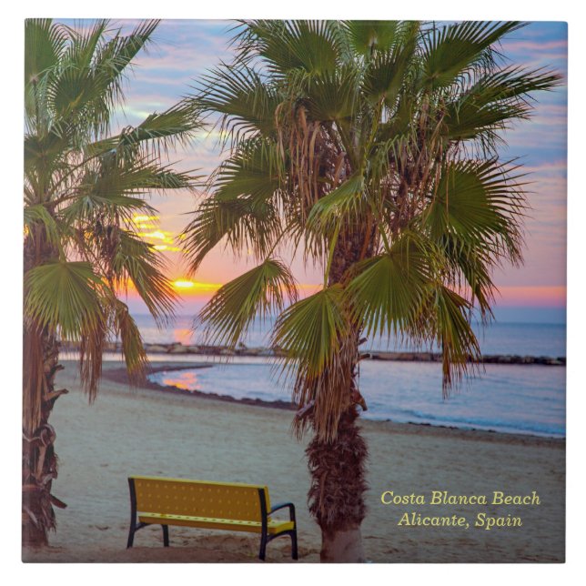 Sunrise, Costa Blanca Beach, Spain Tile (Front)