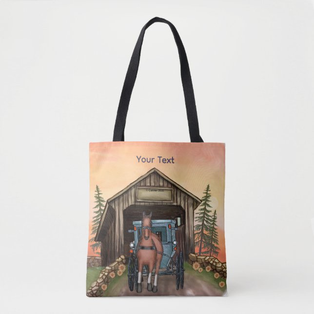 Sunrise Covered Bridge Tote Bag (Front)