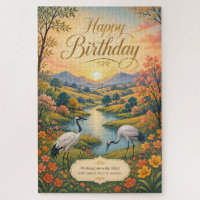 Sunrise Crane Meadow Birthday Serenity