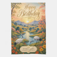 Sunrise Crane Meadow Birthday Serenity