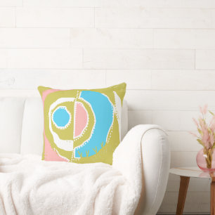 Sunrise Ethnic Circle - Coral Olive Turquoise Cushion