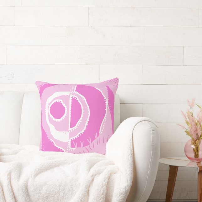 Sunrise Ethnic Circle - Pink White  Cushion (Couch)