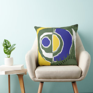 Sunrise Ethnic Circle - Yellow Green White Blue Cushion