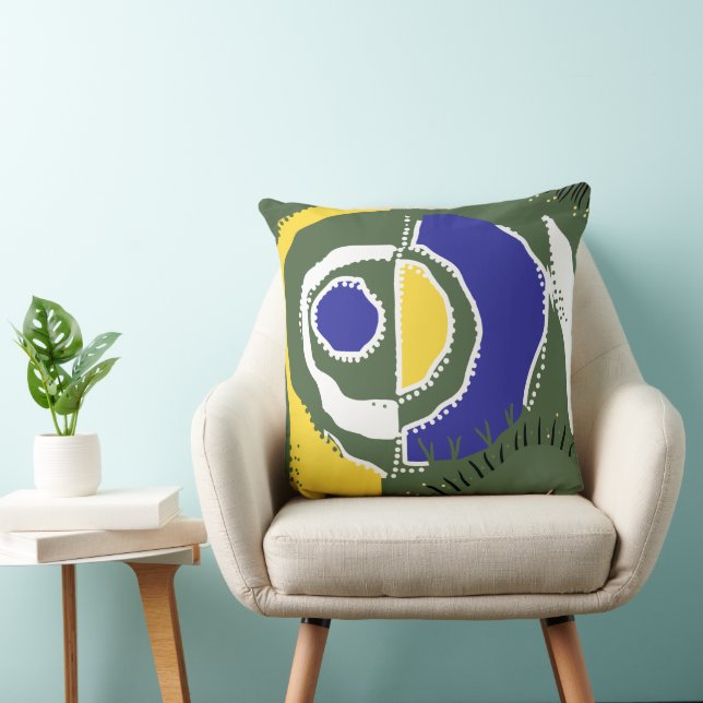 Sunrise Ethnic Circle - Yellow Green White Blue Cushion (Chair)