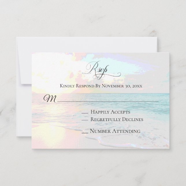 *~* Sunrise Exotic Ocean - Beach Wedding RSVP Card (Front)