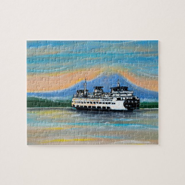 Sunrise Ferry Painting Jigsaw Puzzle (Horizontal)