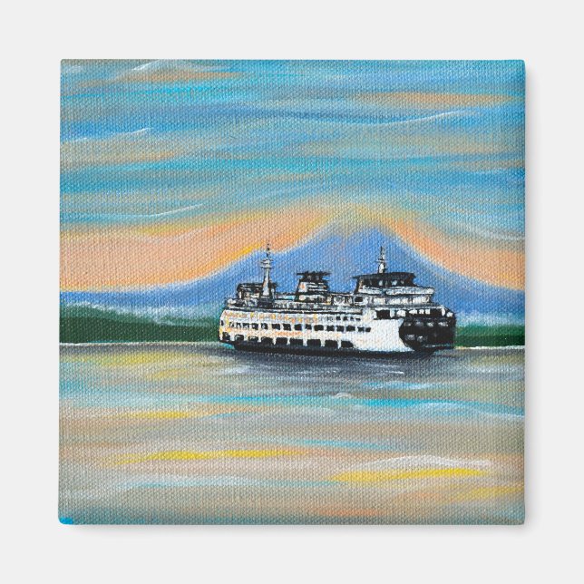 Sunrise Ferry Painting Magnet (Front)