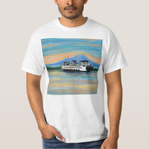 Sunrise Ferry Painting T-Shirt