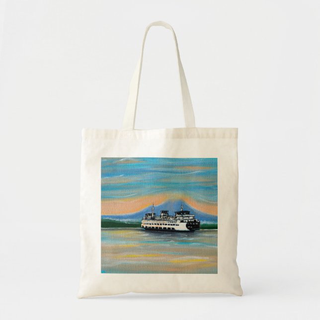Sunrise Ferry Painting Tote Bag (Front)