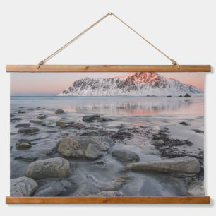 Sunrise Flakstad and Skagsanden Beach Hanging Tapestry