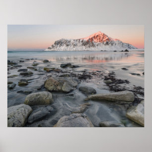 Sunrise Flakstad and Skagsanden Beach Poster