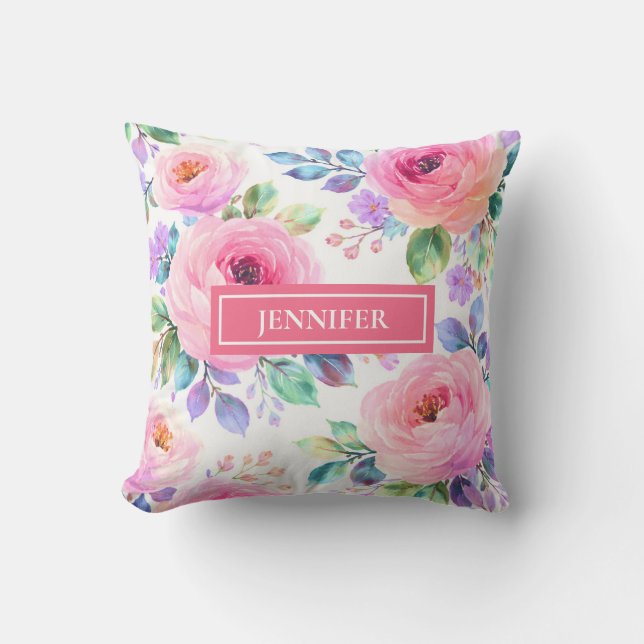 Sunrise Floral Boho Custom Name Design             Cushion (Front)