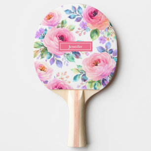 Sunrise Floral Boho Custom Name Design             Ping Pong Paddle