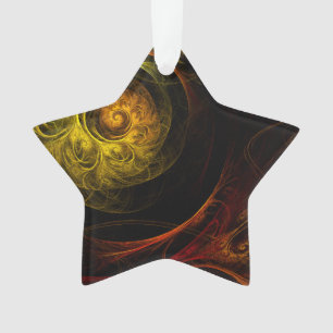 Sunrise Floral Red Abstract Art Acrylic Star Ornament