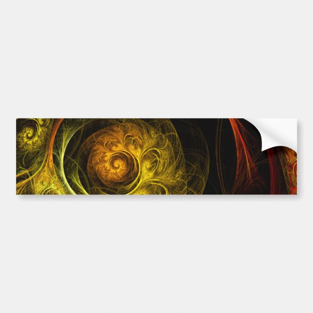 Sunrise Floral Red Abstract Art Bumper Sticker (Front)
