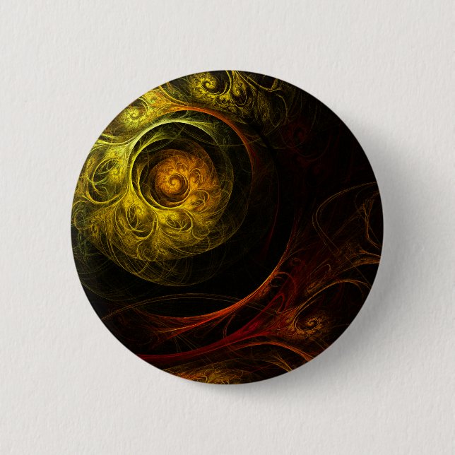 Sunrise Floral Red Abstract Art Button (round) (Front)