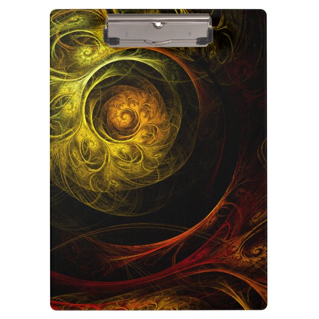 Sunrise Floral Red Abstract Art Clipboard (Front)